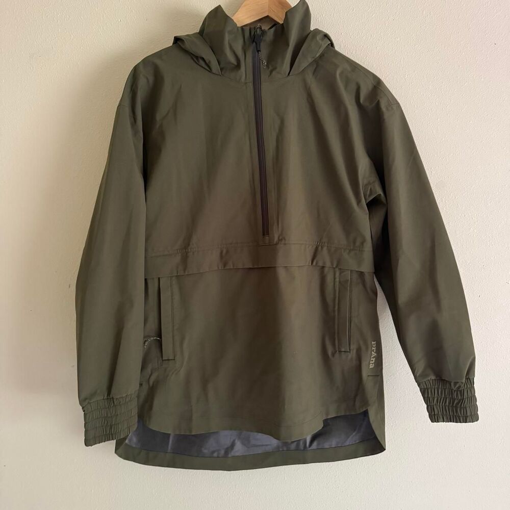 Prana Othello Falls Anorak Long Olive Green Rain Jacket Size Small
